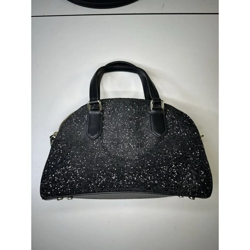 Kate Spade Laurel Way Mini Reiley Black Glitter Crossbody Purse Handbag